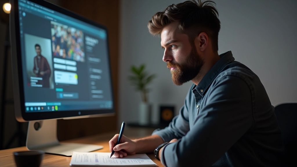 Game designer taking detailed notes during player testing session, focused observation