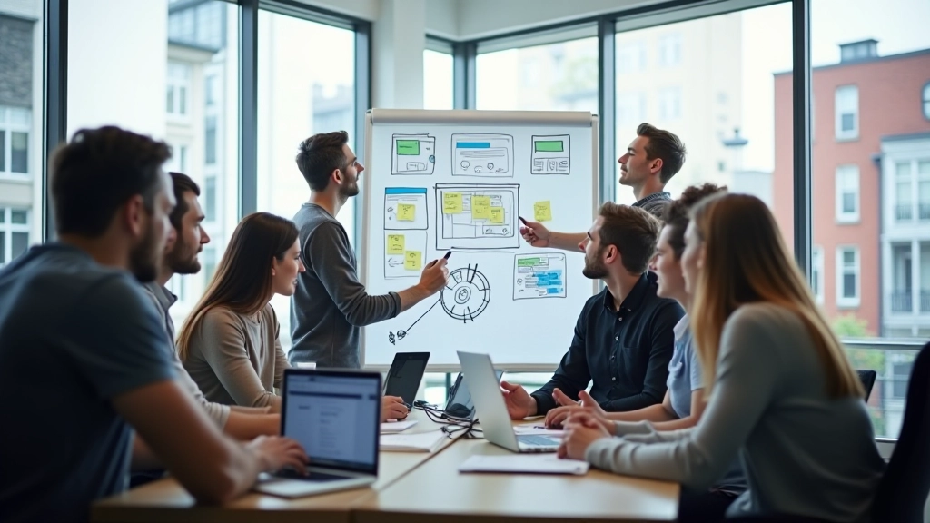 Design team collaborating on interface concepts